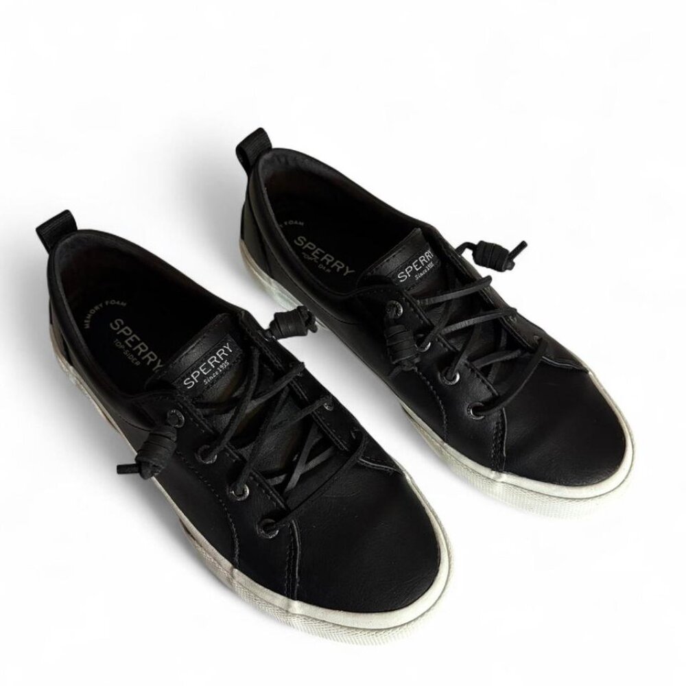 Sperry Pier Wave LTT Sneaker Black Leather Women's Size 8.5